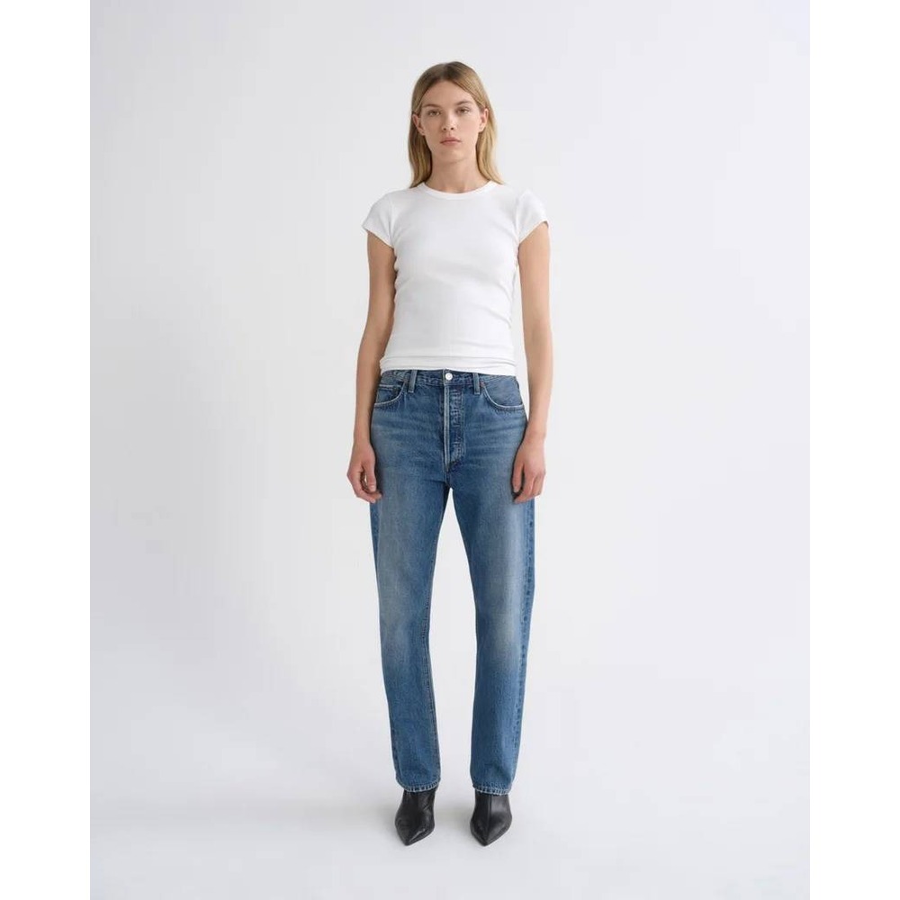 New AGOLDE 90s Pinch Waist Jeans Womens 27 Havana Blue Denim Straight Leg